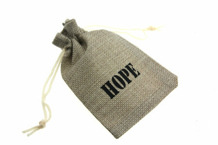 Jute look zakjes hope 9.5 x 13.5 cm