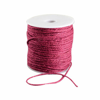 100 meter Hennep touw donker fuchsia 2 mm dikte