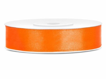 Satijn lint 12 mm fel oranje