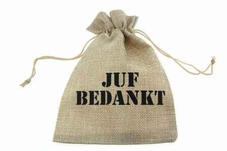 Jute look zakjes juf bedankt 13 x 18 cm