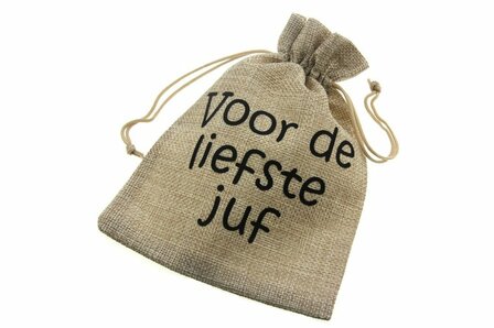 Jute look zakjes voor de liefste juf 13 x 18 cm