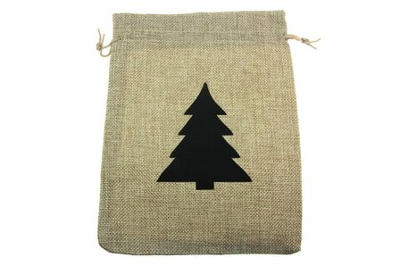 Jute look zakjes 20 x 30 cm kerstboom zwart