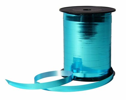 Krullint metallic aqua 1 cm breed 10 meter