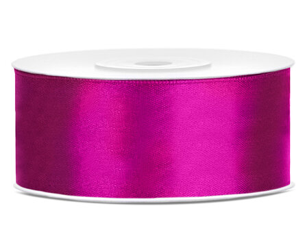 Satijn lint 25 mm breed donker fuchsia