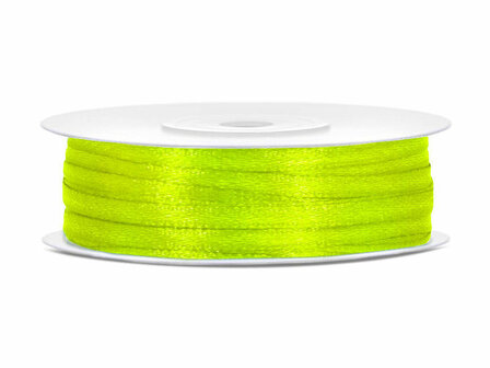 Satijn lint 3 mm neon groen 91 meter rol