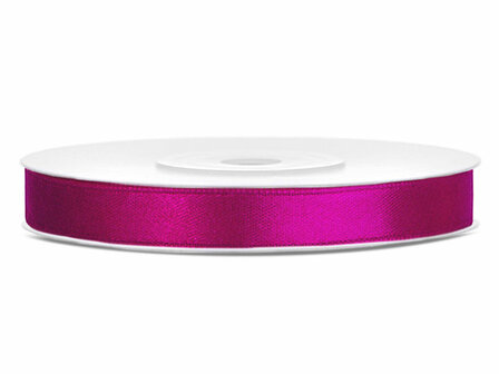 Satijn lint 6 mm donker fuchsia