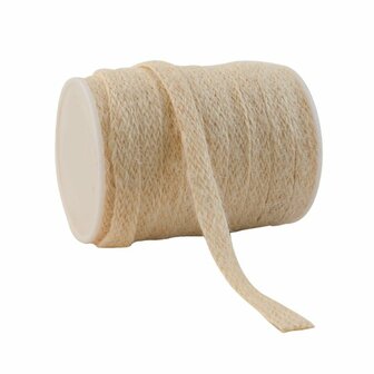 Jute lint creme gevlochten 12 mm breed 20 meter rol