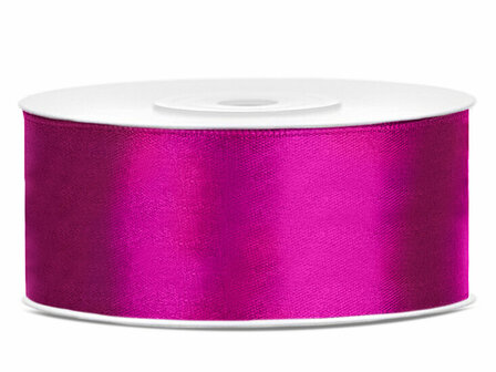 Satijn lint 25 mm donker fuchsia 6 meter