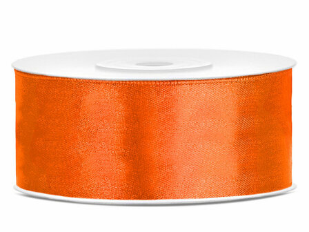 Satijn lint 25 mm fel oranje 6 meter