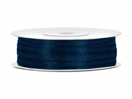 10 meter Satijn lint 3 mm donker blauw