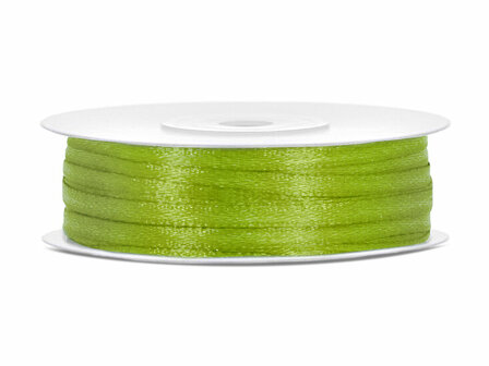 10 meter Satijn lint 3 mm lime groen