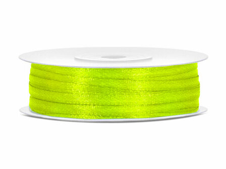 10 meter Satijn lint 3 mm neon groen