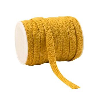 Jute lint geel gevlochten 12 mm breed 20 meter rol