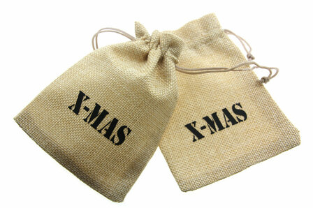 Jute look zakjes 9.5 x 13.5 cm x-mas