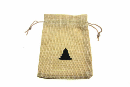 Jute look zakjes 9.5 x 13.5 cm kerstboom zwart