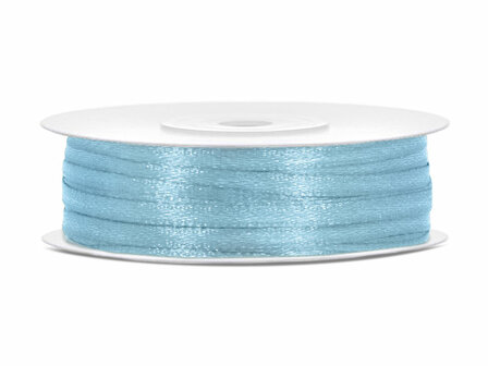 Satijn lint 3 mm licht blauw 91 meter rol