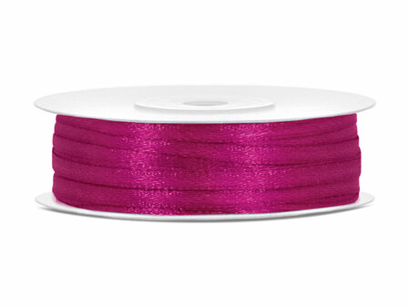 Satijn lint 3 mm donker fuchsia 91 meter rol