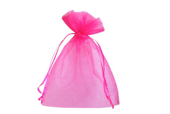 Organza zakjes 7,5 x 10 cm fuchsia