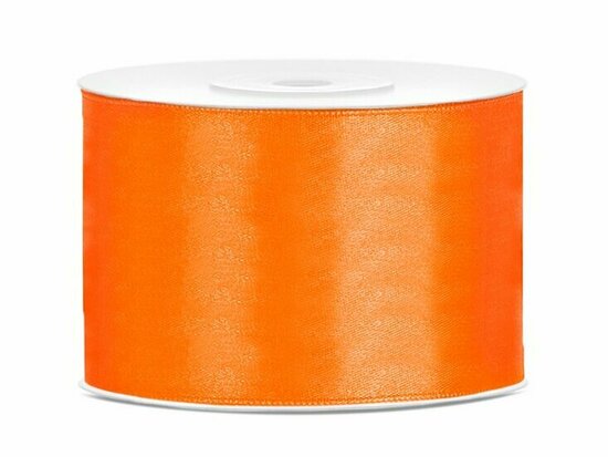 Satijn lint 50 mm fel oranje 6 meter