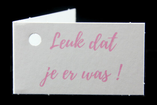 Kaartjes voor doopsuiker leuk dat je er was roze