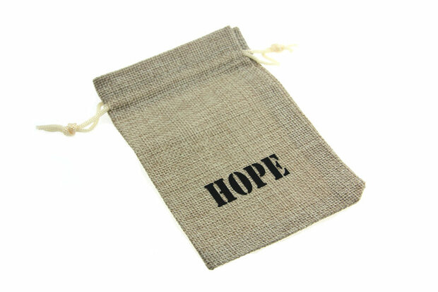 Jute look zakjes hope 9.5 x 13.5 cm