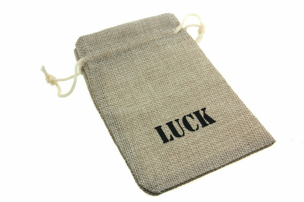 Jute look zakjes luck 9.5 x 13.5 cm