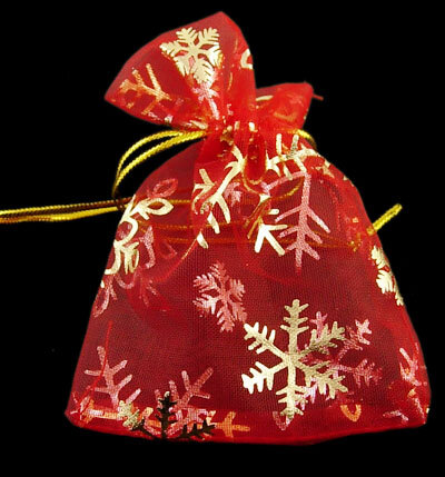 Organza zakjes kerst rood 18 x 25 cm