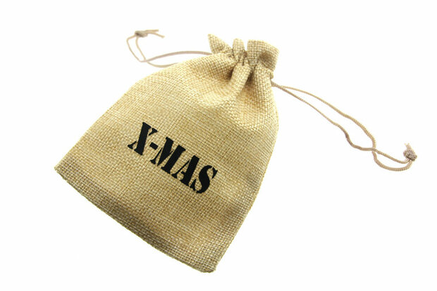 Jute look zakjes 9.5 x 13.5 cm x-mas