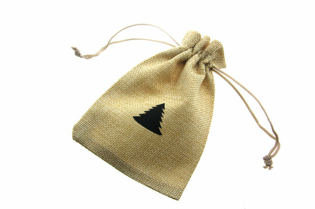 Jute look zakjes 9.5 x 13.5 cm kerstboom zwart