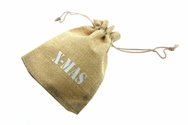 Jute look zakjes 9.5 x 13.5 cm x-mas wit