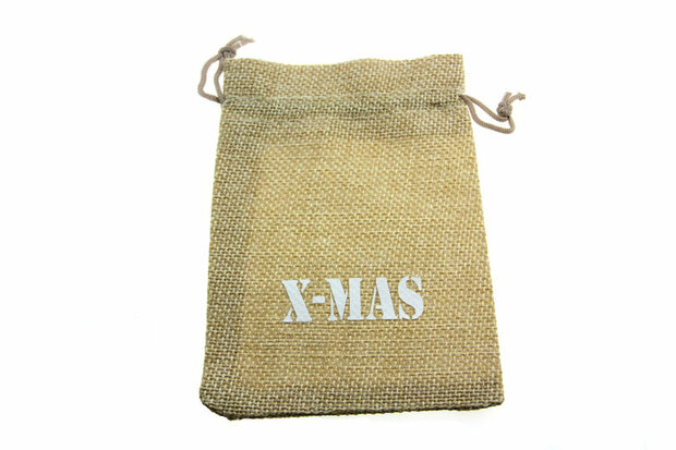 Jute look zakjes 9.5 x 13.5 cm x-mas wit